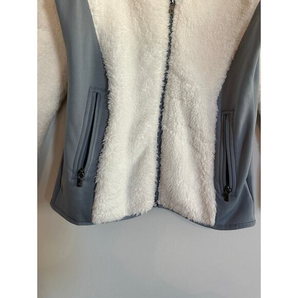 Columbia Size XS White and Gray Fleece Zip Up High Neck Jacket Outdoor Winter - Picture 5 of 12